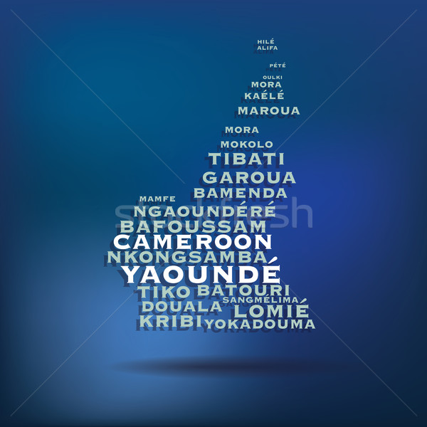Camerun hartă nume orase lume fundal Imagine de stoc © ojal