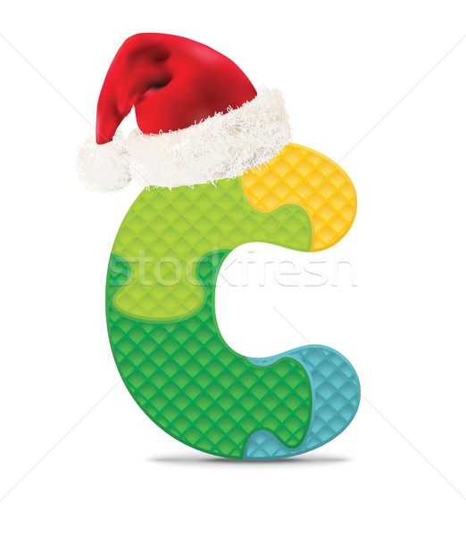 Letter c geschreven alfabet puzzel christmas hoed Stockfoto © ojal