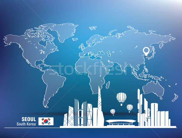 карта Pin Сеул Skyline здании город Сток-фото © ojal