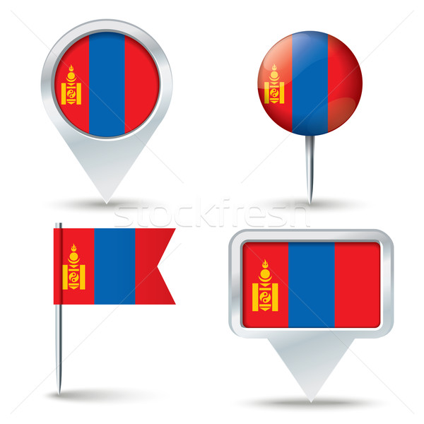 Map pins with flag of Mongolia Stock photo © ojal