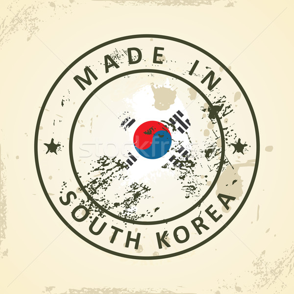 Pieczęć Pokaż banderą Korea Południowa grunge projektu Zdjęcia stock © ojal