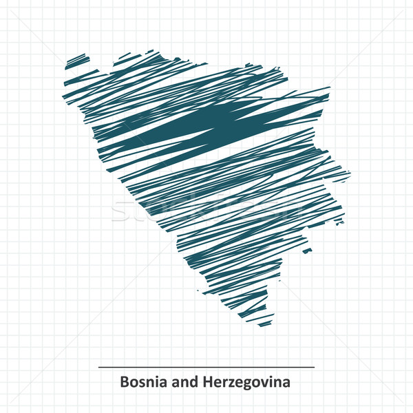 Doodle Skizze Bosnien-Herzegowina Karte Stadt abstrakten Stock foto © ojal