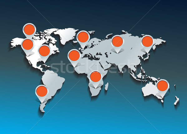Pokaż mapie świata technologii podpisania podróży banderą Zdjęcia stock © ojal