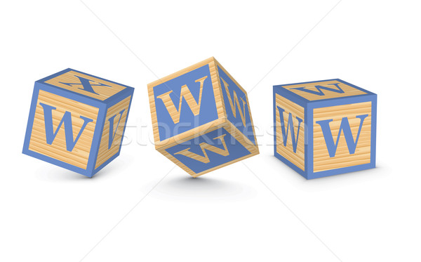 Stock photo: Vector letter W wooden alphabet blocks