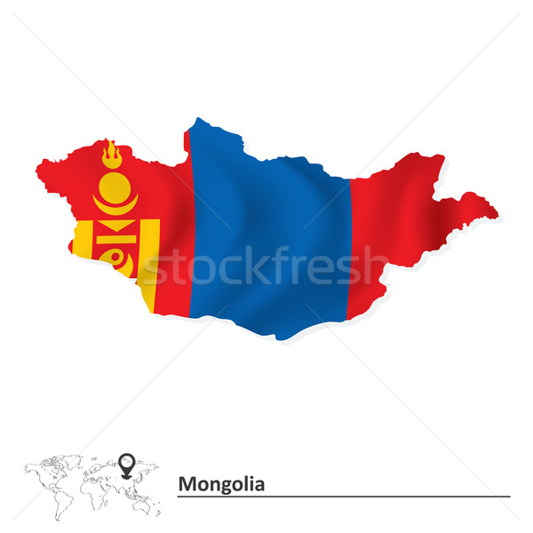 Map of Mongolia with flag Stock photo © ojal