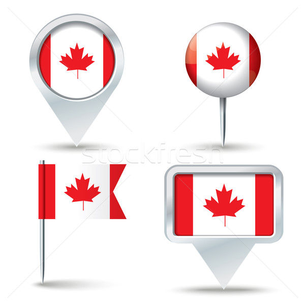 Stockfoto: Kaart · vlag · Canada · business · weg · witte