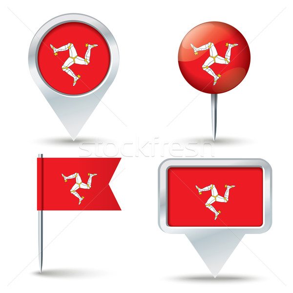 Map pins with flag of Isle of Man Stock photo © ojal