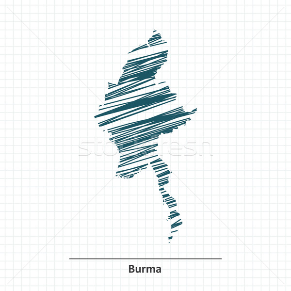 Rabisco esboço birmânia mapa branco país Foto stock © ojal