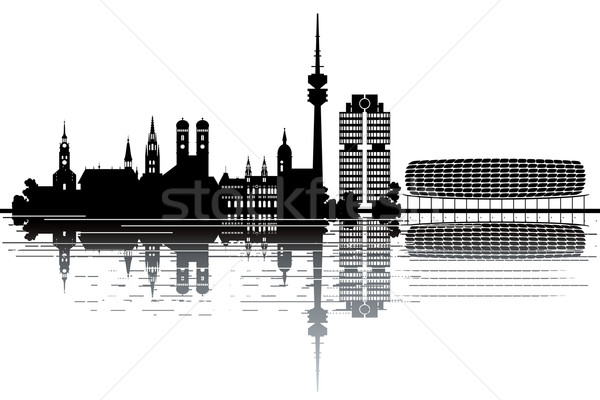 München sziluett feketefehér üzlet épület tájkép Stock fotó © ojal