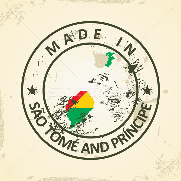 Stamp with map flag of Sao Tome and Principe Stock photo © ojal