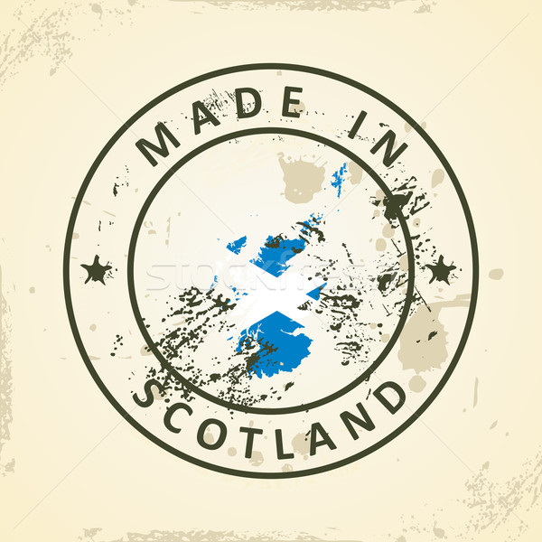 Stock photo: Stamp with map flag of Scotland