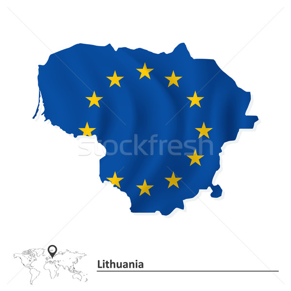 Map of Lithuania with European Union flag Stock photo © ojal