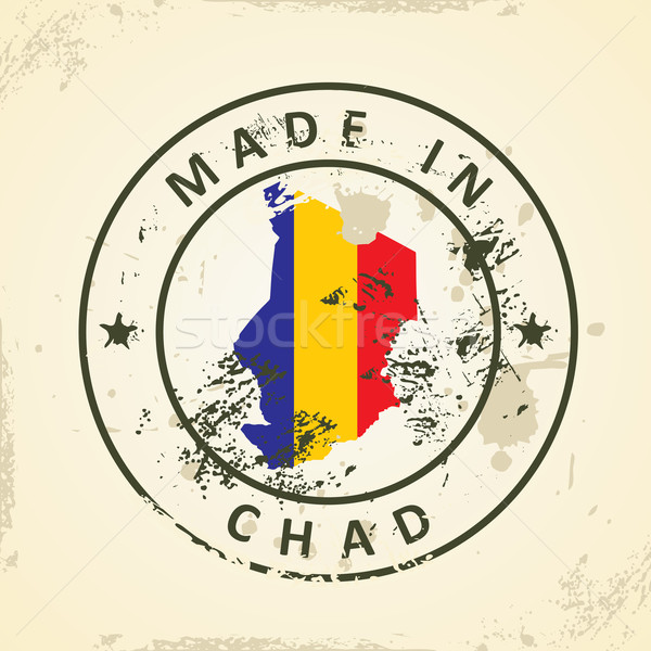 Stamp with map flag of Chad Stock photo © ojal