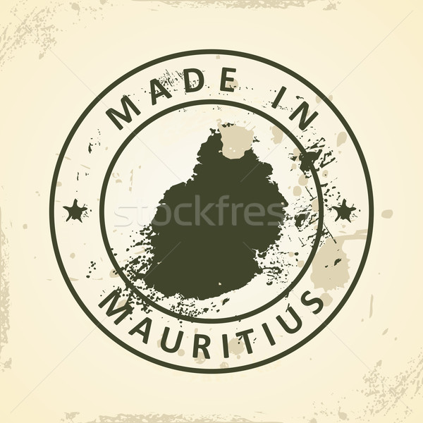 Foto d'archivio: Timbro · mappa · Mauritius · grunge · mondo · sfondo