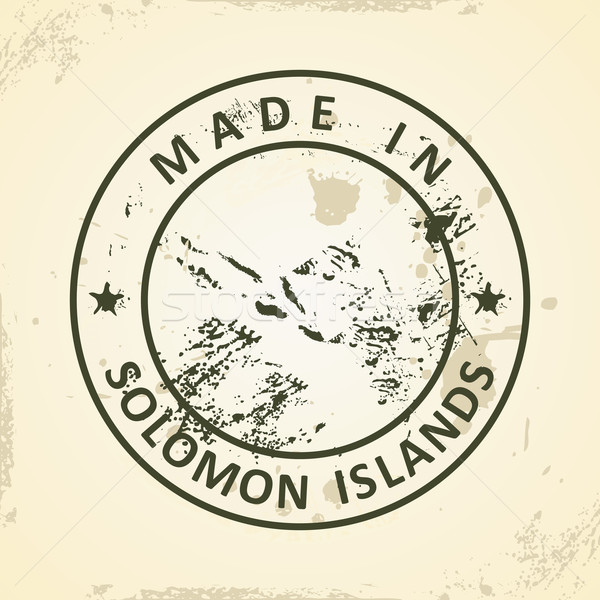 Stamp with map of Solomon Islands Stock photo © ojal