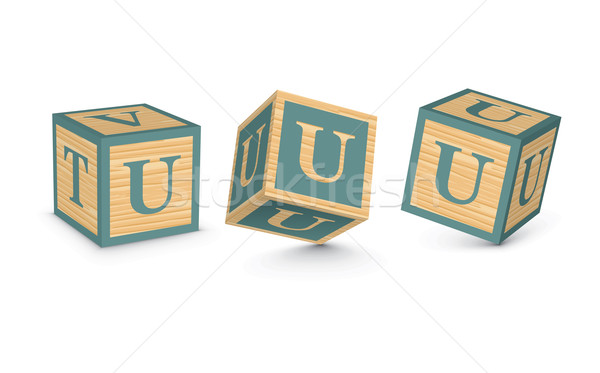 Vector letter U wooden alphabet blocks Stock photo © ojal