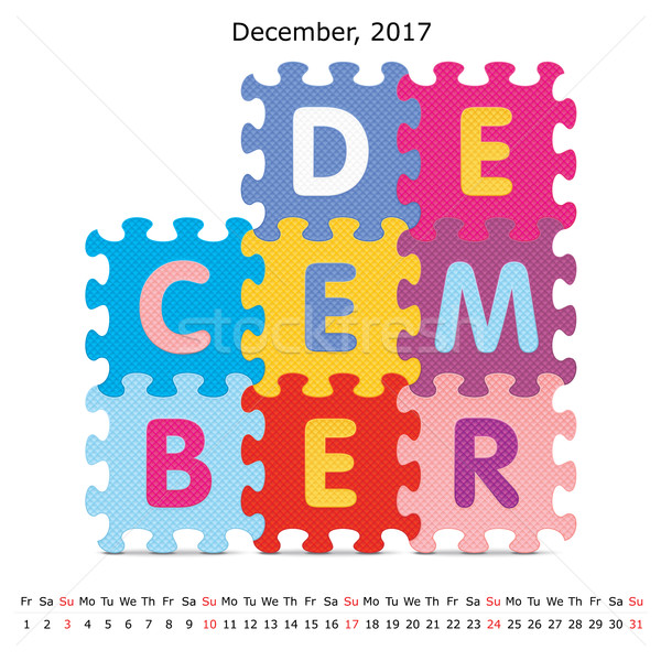 Stock photo: December 2017 puzzle calendar
