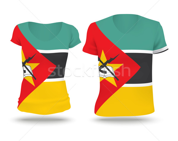Zászló póló terv Mozambik nő férfi Stock fotó © ojal
