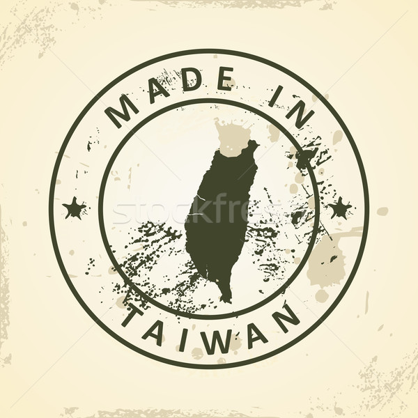 Stockfoto: Stempel · kaart · Taiwan · grunge · achtergrond · star