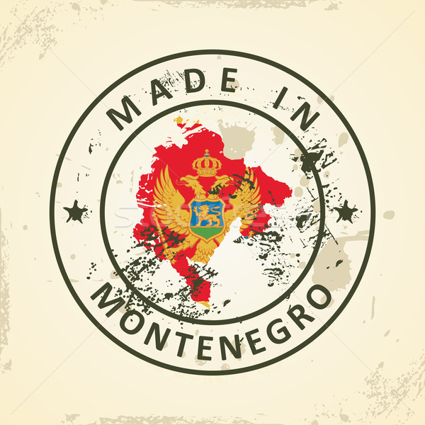 Stamp with map flag of Montenegro Stock photo © ojal