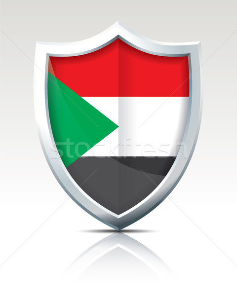 Scudo bandiera Sudan mondo segno verde Foto d'archivio © ojal