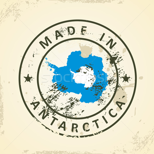 Stamp with map flag of Antarctica Stock photo © ojal