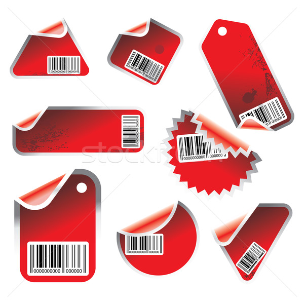 red vector tag and sticker set with bar codes Stock photo © ojal