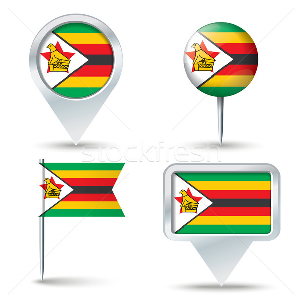 Pokaż banderą Zimbabwe działalności drogowego biały Zdjęcia stock © ojal