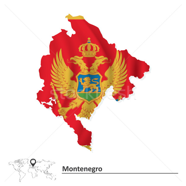 Сток-фото: карта · Черногория · флаг · морем · фон · знак