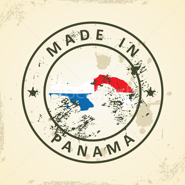Foto stock: Sello · mapa · bandera · Panamá · grunge · textura