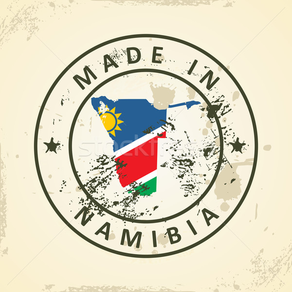 Foto stock: Sello · mapa · bandera · Namibia · grunge · mundo