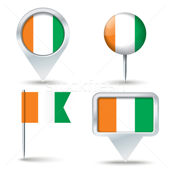 Map pins with flag of Coast of Ivory Stock photo © ojal