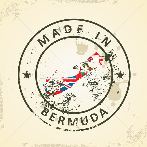 Stock photo: Stamp with map flag of Bermuda