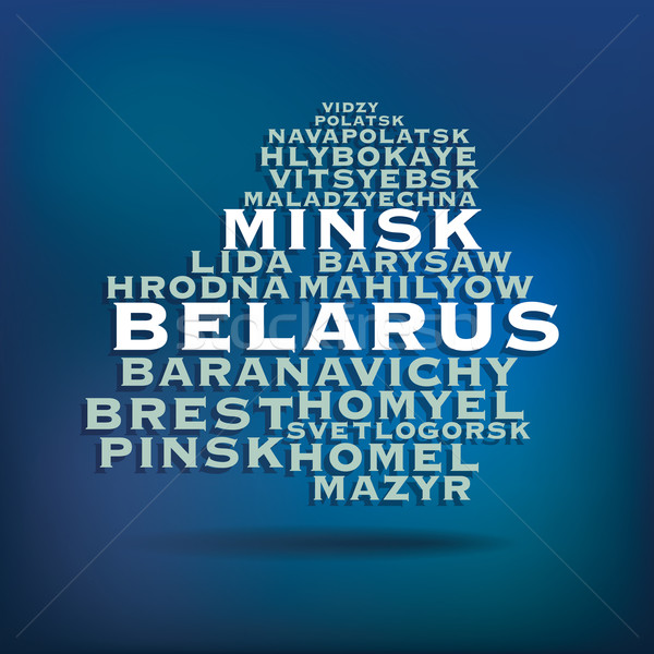 [[stock_photo]]: Belarus · carte · nom · villes · design · technologie