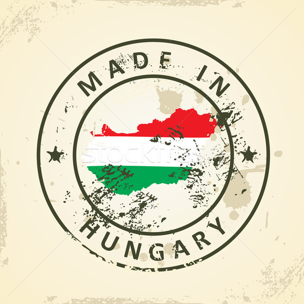 Stamp with map flag of Hungary Stock photo © ojal