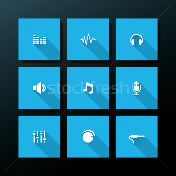Stock photo: Vector flat audio icon set