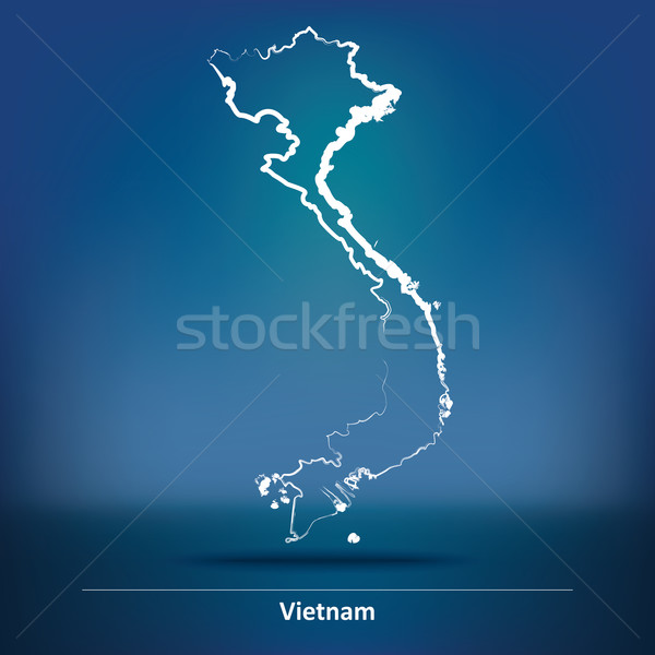 Rabisco mapa Vietnã textura projeto mundo Foto stock © ojal