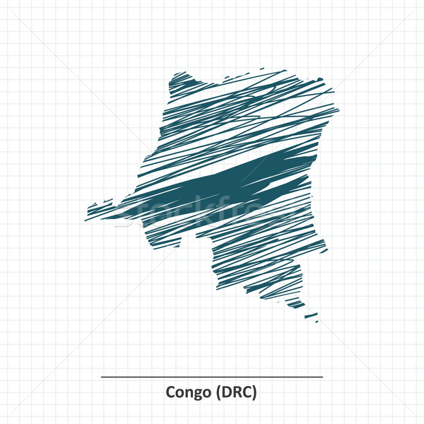 Foto stock: Rabisco · esboço · democrático · república · Congo · mapa