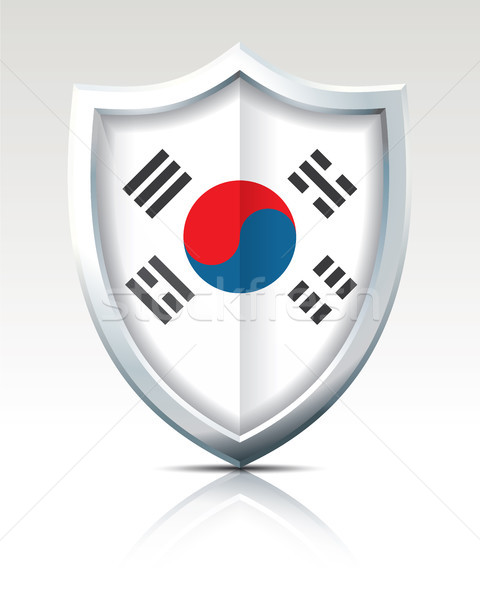 Tarcza banderą Korea Południowa tekstury tle sztuki Zdjęcia stock © ojal