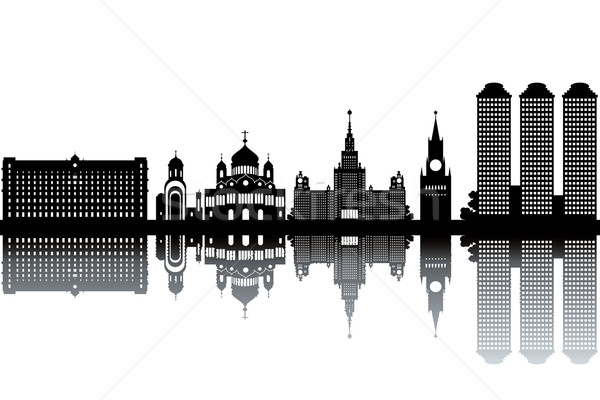 Moszkva sziluett feketefehér épület fal művészet Stock fotó © ojal