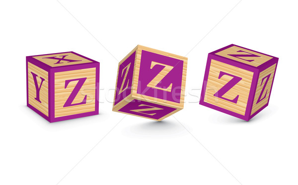 Stock photo: Vector letter Z wooden alphabet blocks