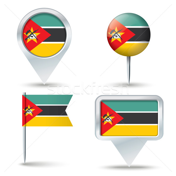 Map pins with flag of Mozambique Stock photo © ojal