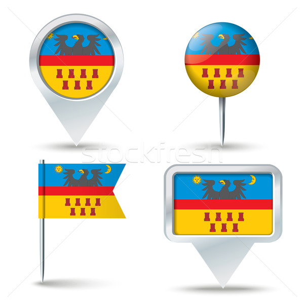 Map pins with flag of Transylvania Stock photo © ojal