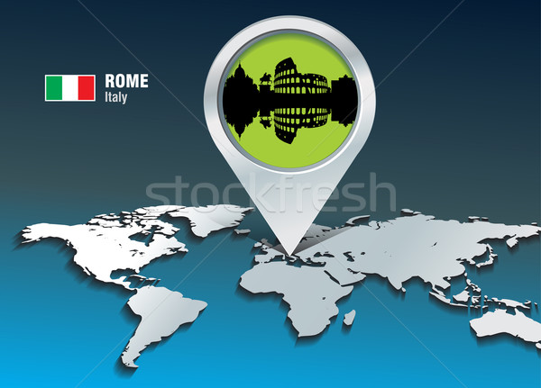 Map pin with Rome skyline Stock photo © ojal