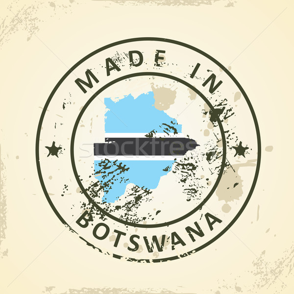 Stamp with map flag of Botswana Stock photo © ojal