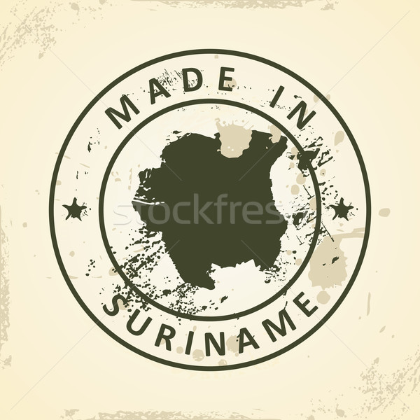 [[stock_photo]]: Tampon · carte · Suriname · grunge · monde · silhouette