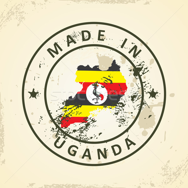 Stamp with map flag of Uganda Stock photo © ojal