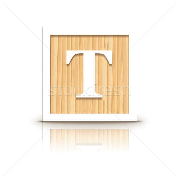 Vector letter T wooden alphabet block Stock photo © ojal