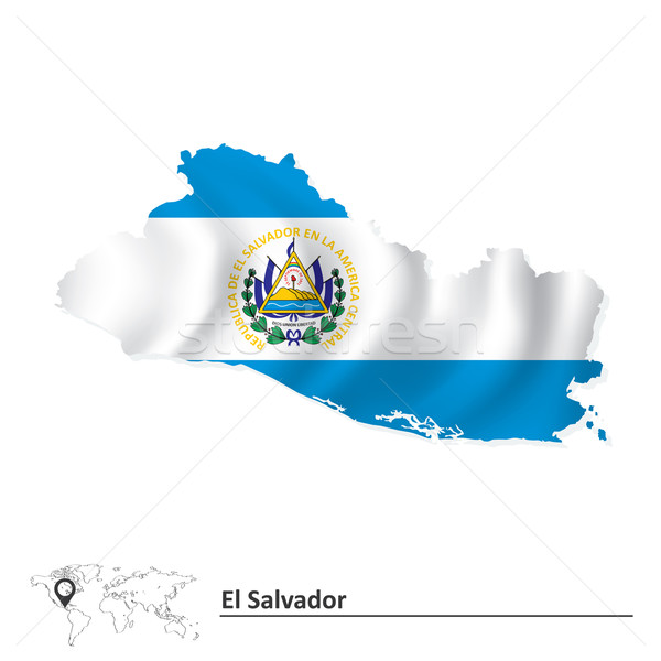 Stock photo: Map of El Salvador with flag