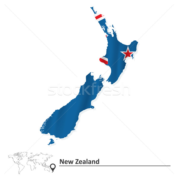 Karte New Zealand Flagge Textur Reise Sterne Stock foto © ojal